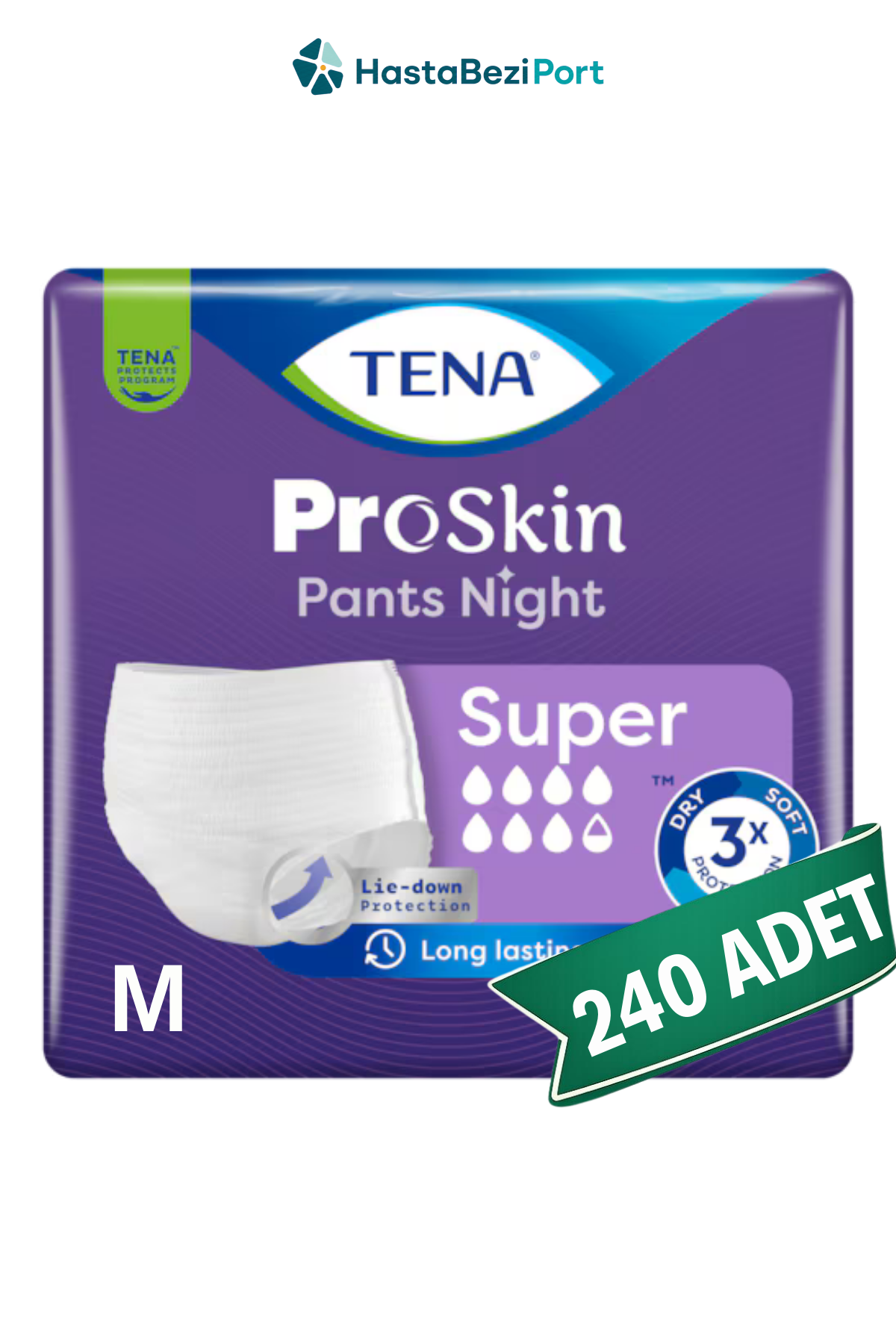 TENA ProSkin Pants Night Süper Emici Külot Hasta Bezi M Beden 240 Adet | Medium Boy Yüksek Emicilik