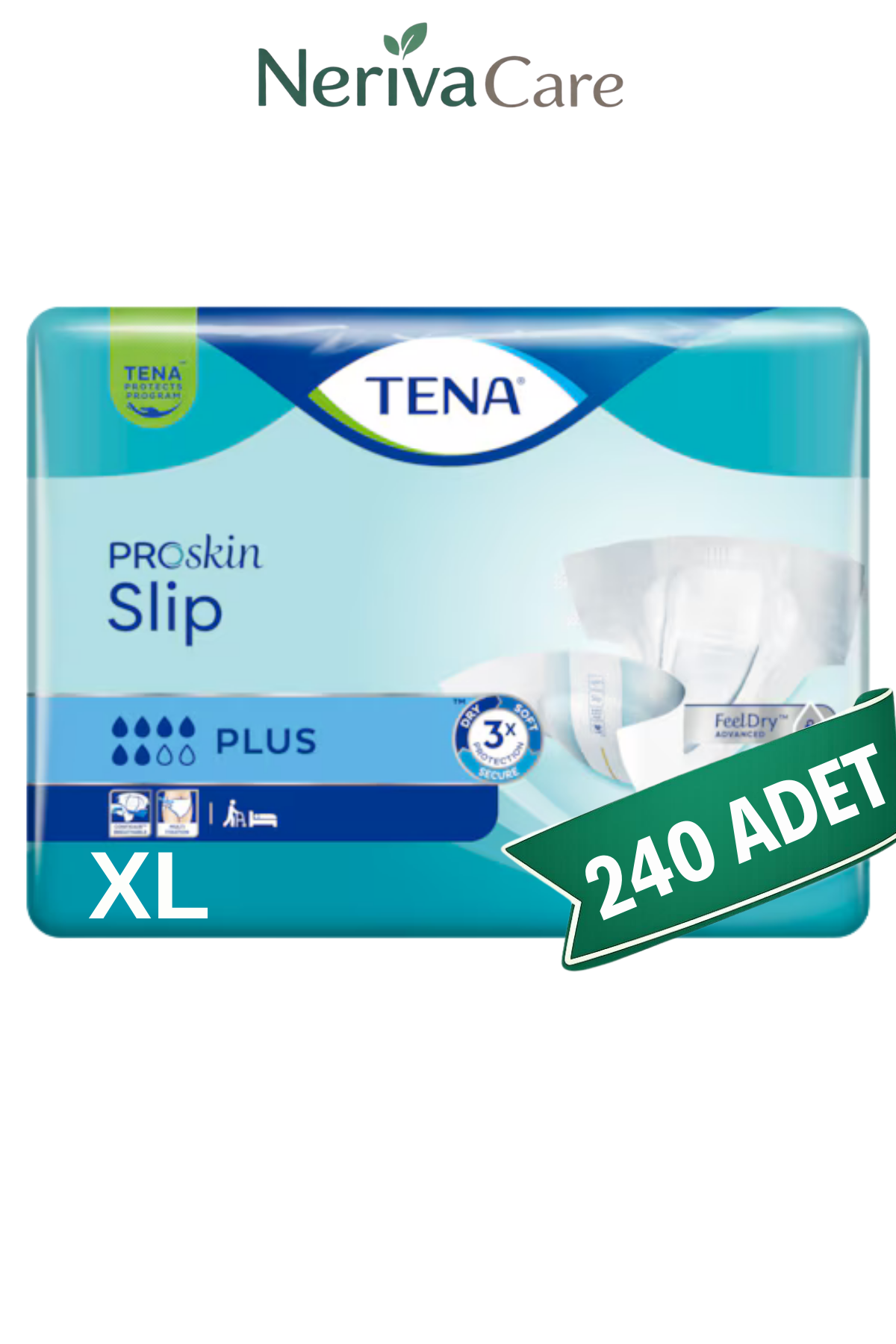 TENA ProSkin Slip Plus Bel Bantlı Hasta Bezi XL Beden 240 Adet | XLarge Boy Yüksek Emicilik