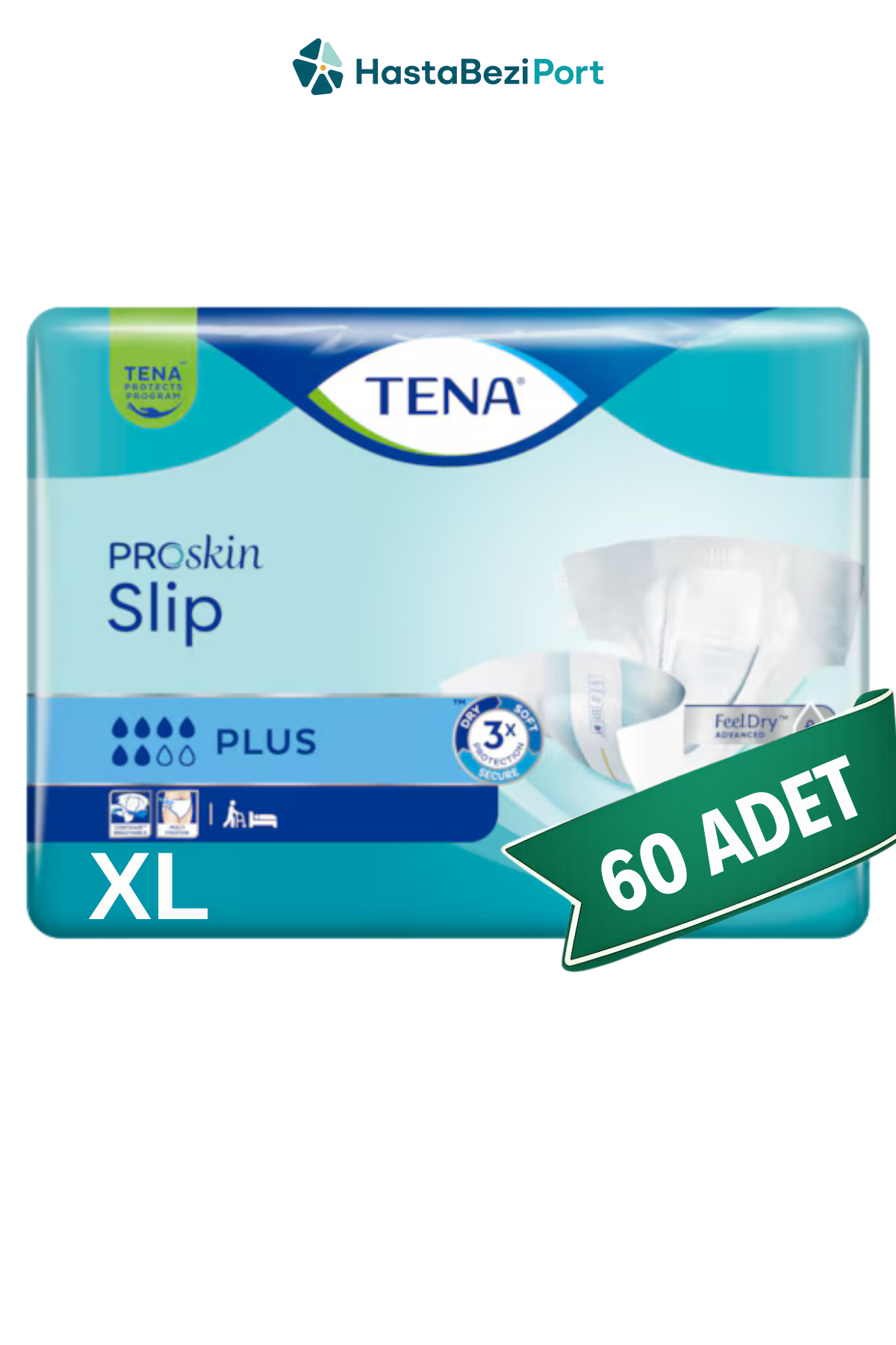 TENA ProSkin Slip Plus Bel Bantlı Hasta Bezi XL Beden 60 Adet | XLarge Boy Yüksek Emicilik