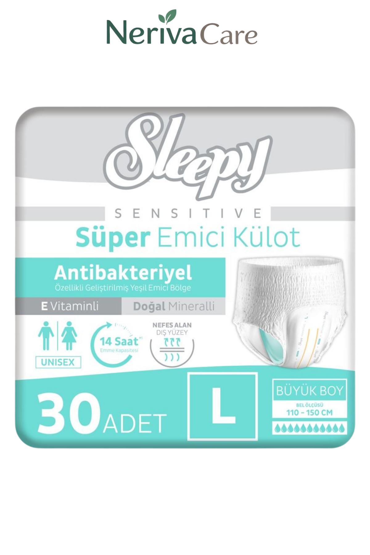 Sleepy Sensitive Antibakteriyel Emici Külot Large 30 Adet