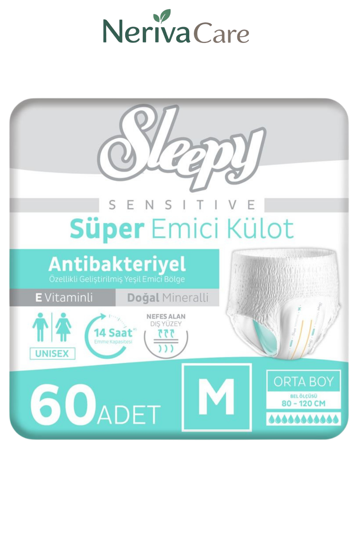Sleepy Sensitive Antibakteriyel Emici Külot Medium 30x2 60 Adet