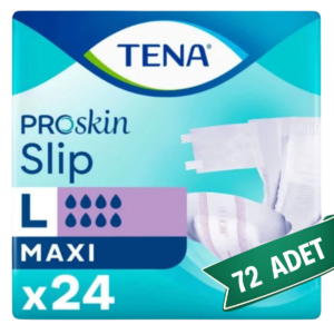 TENA Slip Maxi Bel Bantlı Hasta Bezi, Büyük Boy (L), 8 Damla, 24'lü 3 Paket 72 Adet