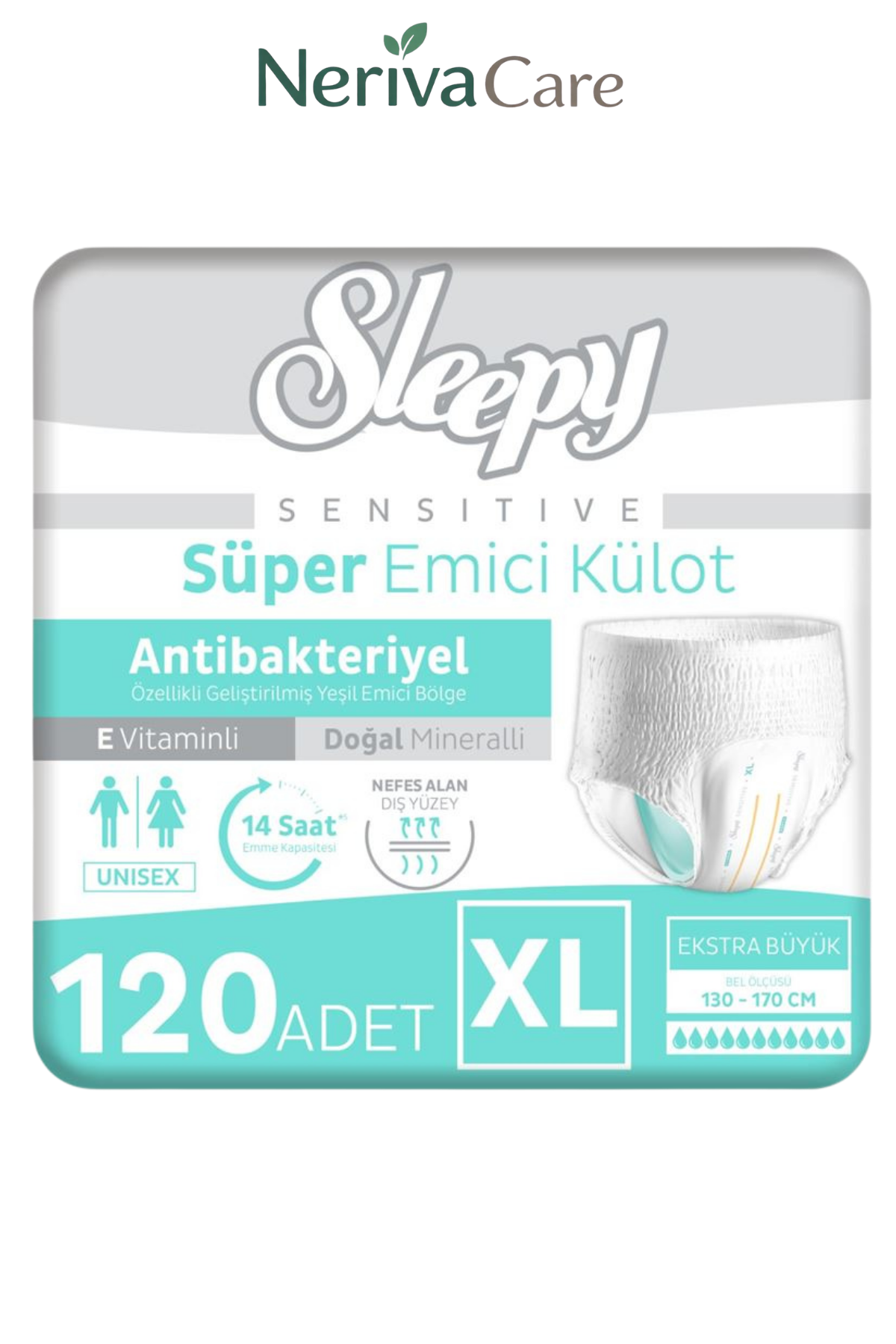 Sleepy Sensitive Antibakteriyel Emici Külot Xlarge 30x4 120 Adet