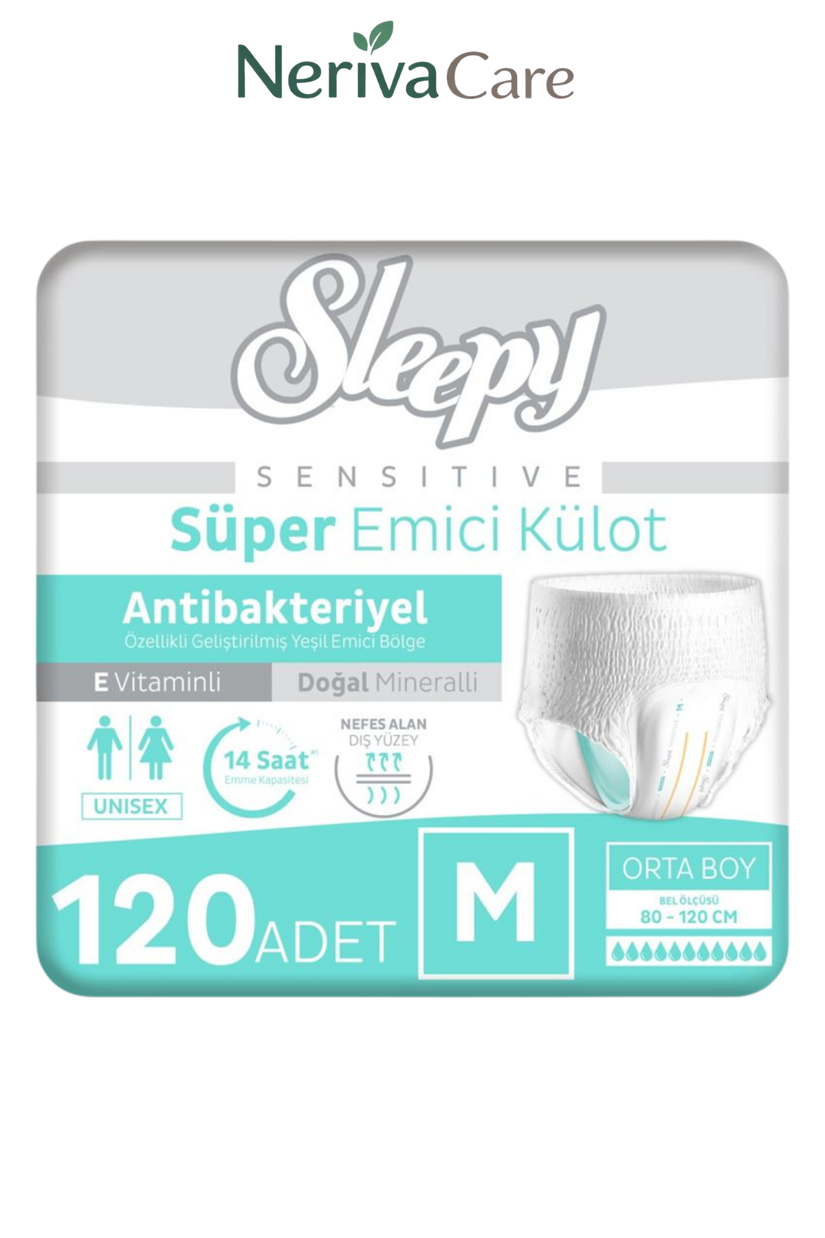 Sleepy Sensitive Antibakteriyel Emici Külot Medium 30x4 120 Adet